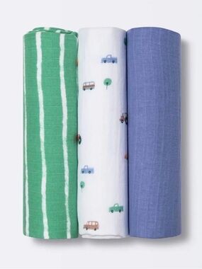 Muslin Swaddle Blanket - Cloud Island™ Transportation - 3pk